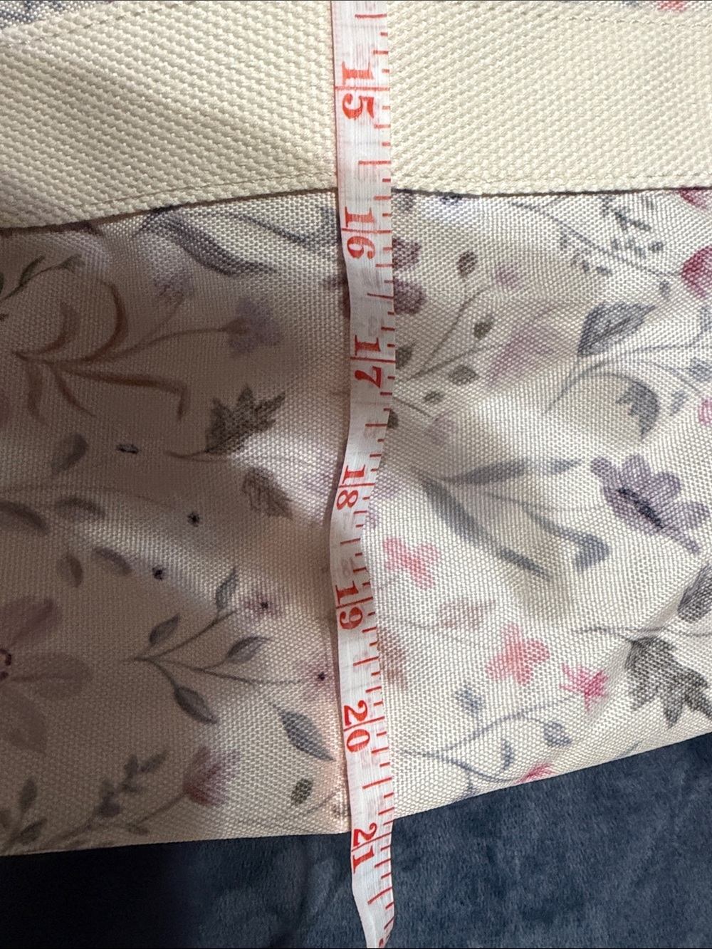 Poppy & Peonies Floral Canvas Tote - Cream with Pastel Flowers - Picture 8 of 10